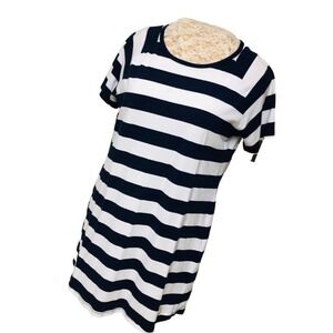 Michael‎ Kors Navy Striped T-Shirt Dress Nautical Coastal Beach Lined Womens XL